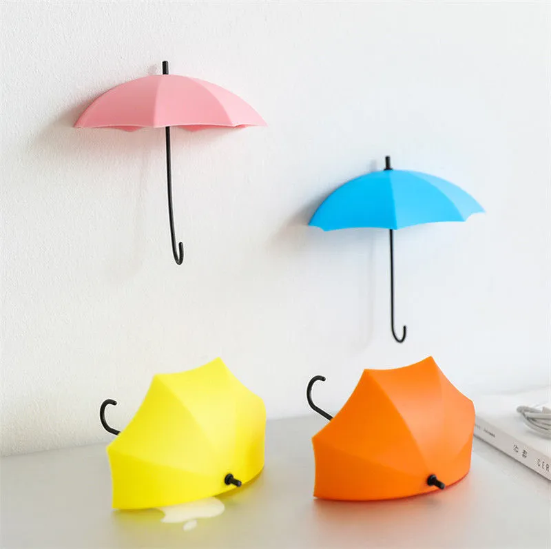 3PCS Rainbow Umbrella Shape Wall Hook Multi-Purpose DIY Hanger