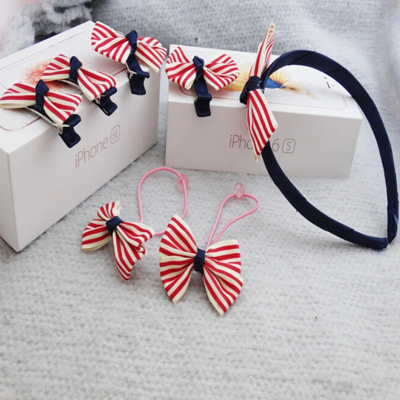 7Pcs Children's Bow Hairpins Fully Lined Tiny Barrettes Hair Accessories