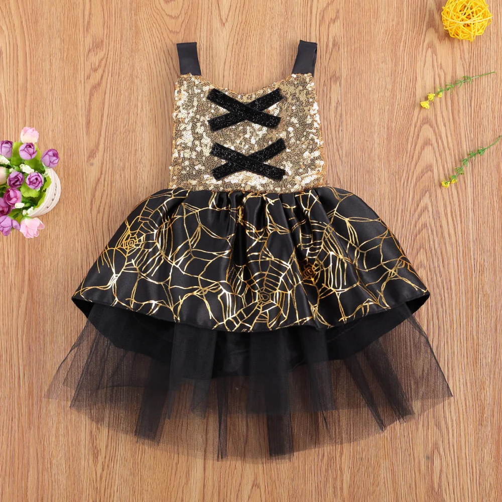 Infant Girl Halloween Sleeveless Dresses, Sparkling Bowknot Bodysuit Dress