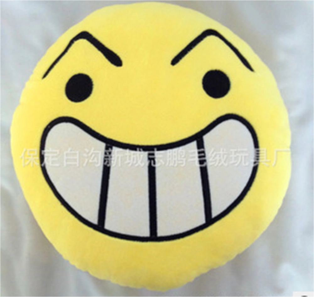 Yellow Round Pillow, Smiley Emoticon Soft Cushion Plush Pillow