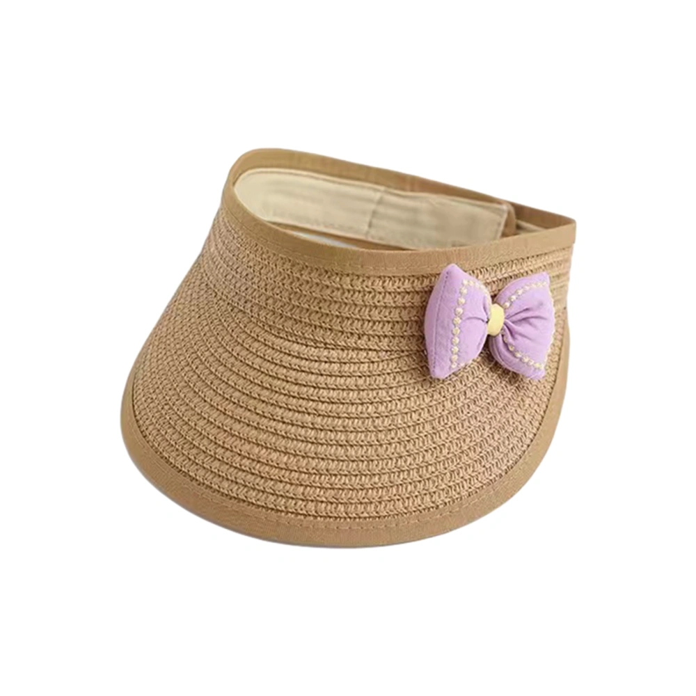 Kid Girls Straw Hat, Soft Cute Bowknot Wide Brim Foldable Sun Hat