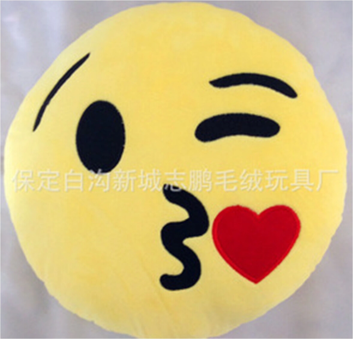 Lovely Yellow Round Pillow, Emoji Smiley Emoticon Soft Cushion