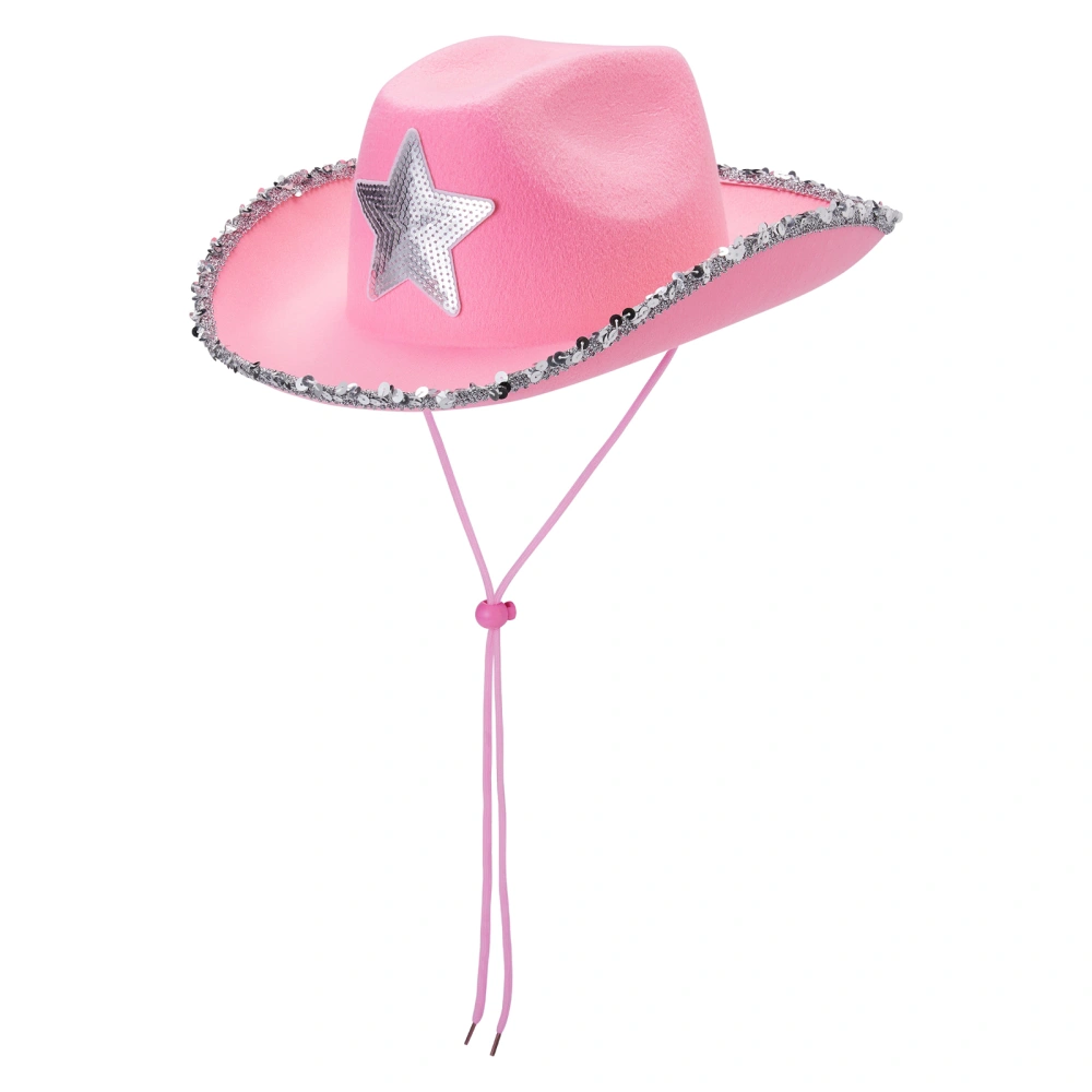 Women Rhinestone Cowboy Hats Wide Brim Western Furry Cowgirl Hats