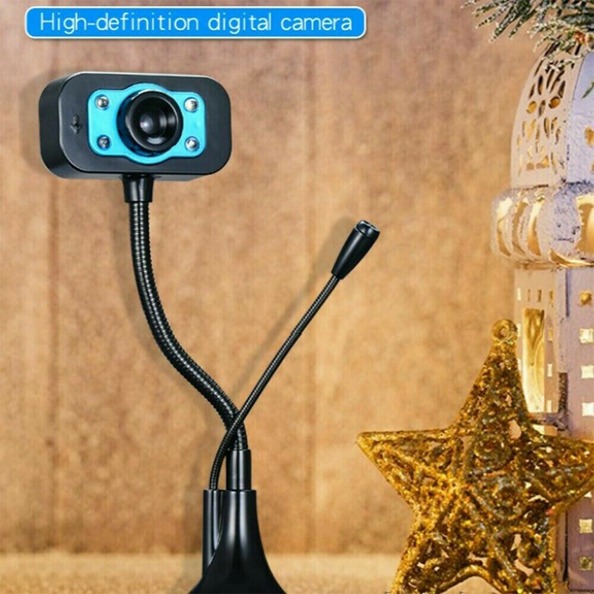Computer Webcam with Microphone, Desktop LED HD Calling Night Vision PC Camera