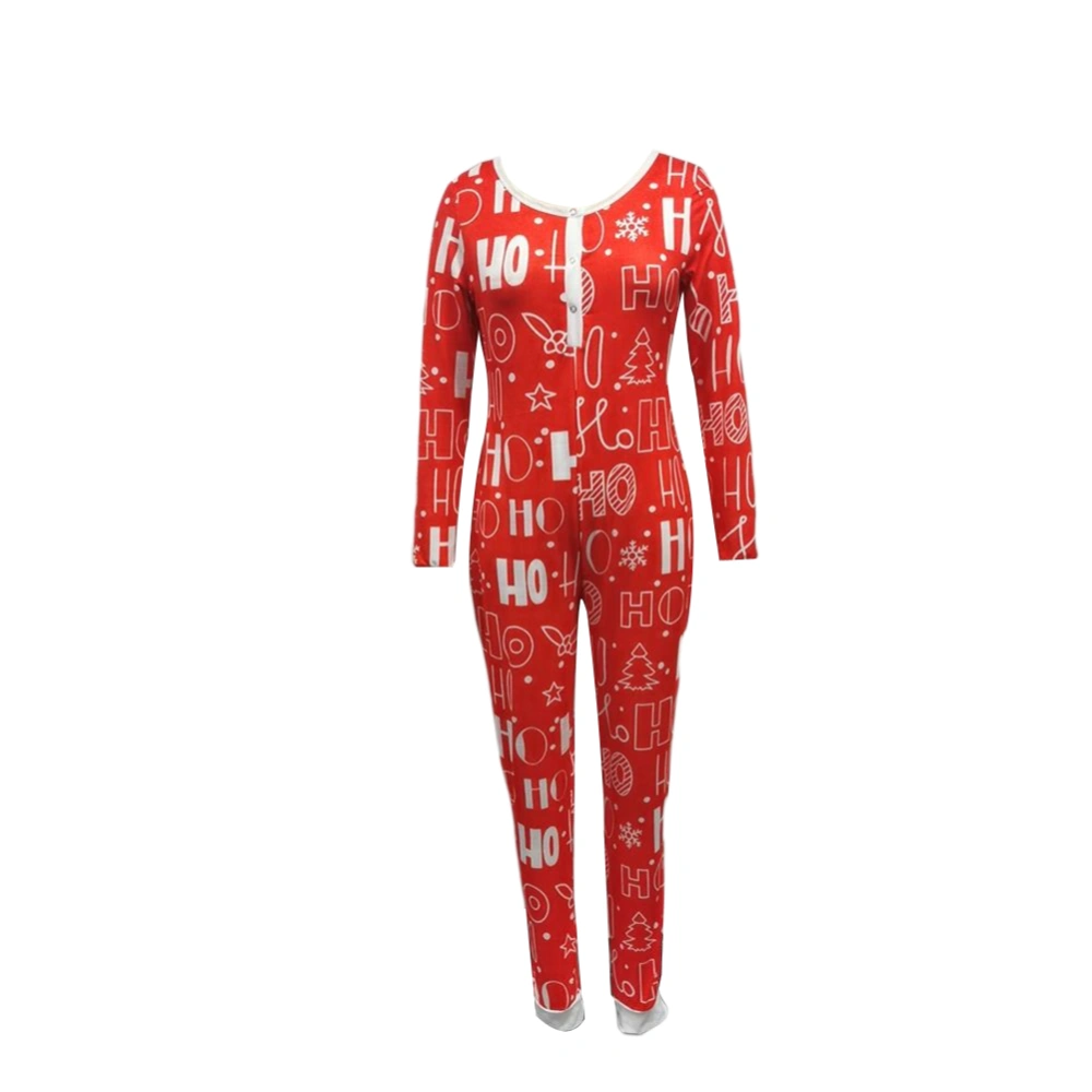 Women´s Christmas Romper, Elastic Letter Print Home Wear Sleeping Jumpsuit