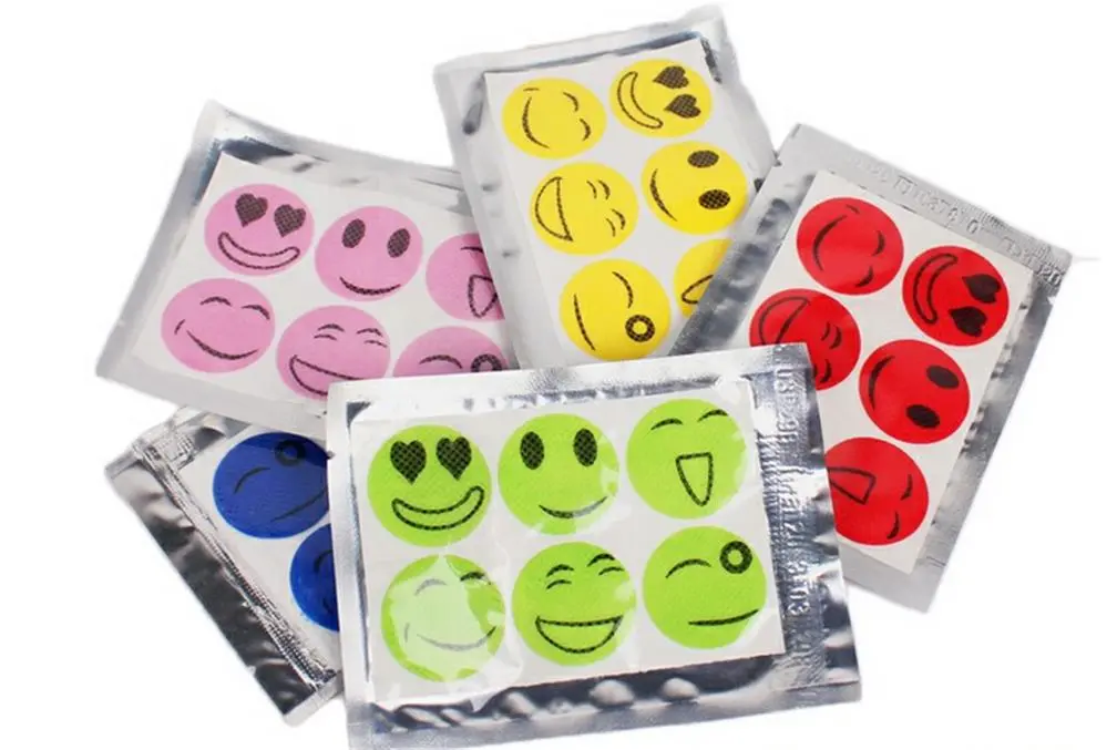 Kids Natural Herbs Repellent Patches, Funny Face Expressions Mosquito Stickers