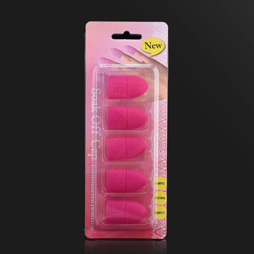 5Pcs Nail Soakers Pad Holder, UV Gel Polish Remover Caps Tips Tools
