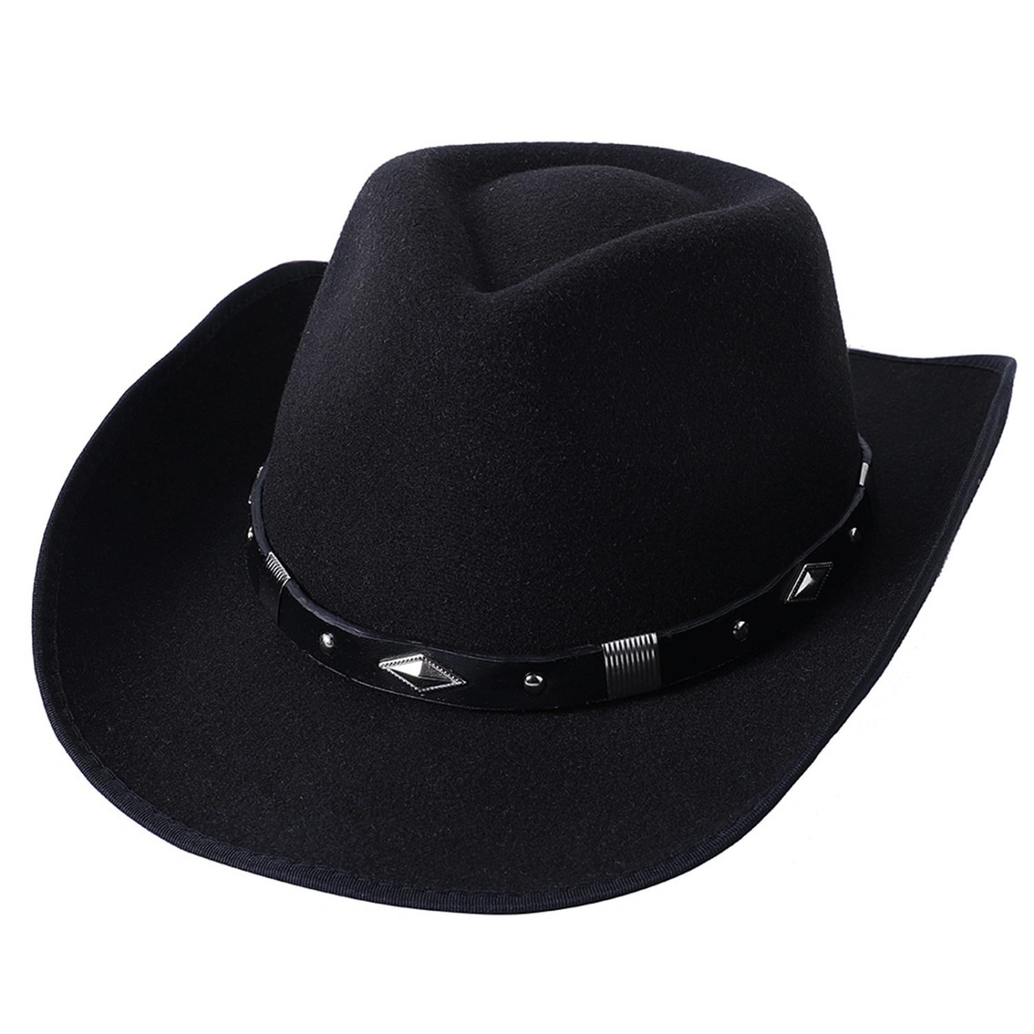 Women Men Felt Cowboy Hat, Roll-up Wide Brim Western Large Thick Cap
