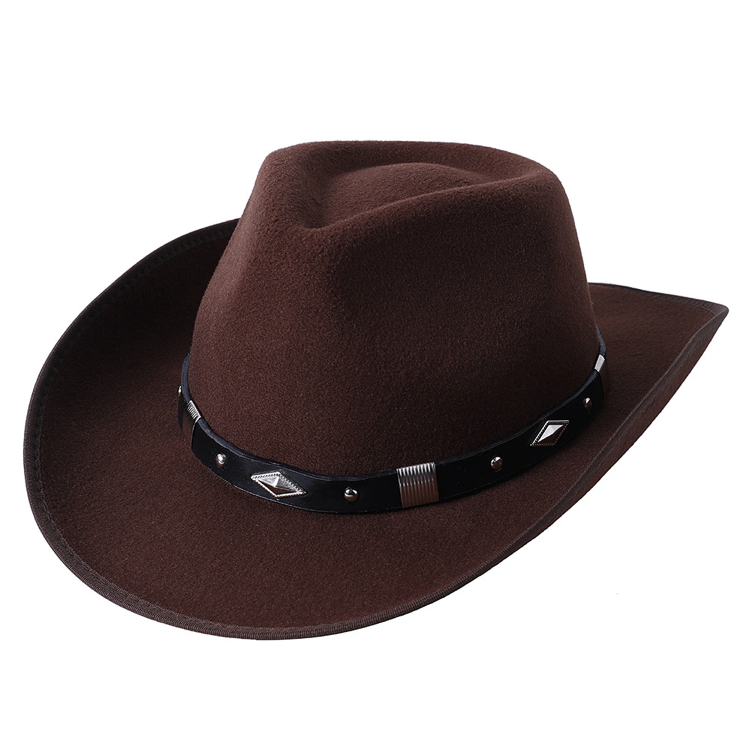 Women Men Felt Cowboy Hat, Roll-up Wide Brim Western Large Thick Cap