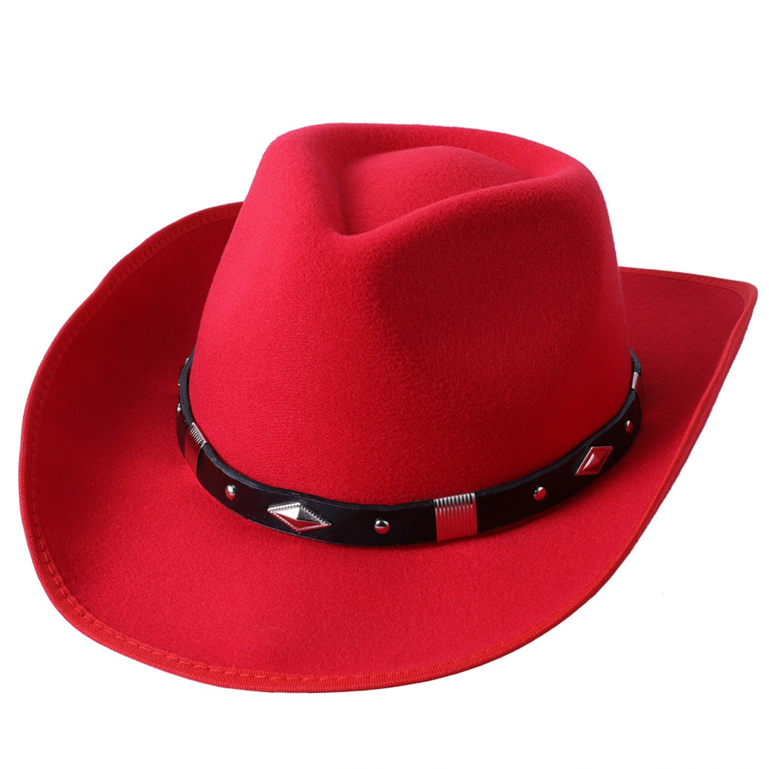 Women Men Felt Cowboy Hat, Roll-up Wide Brim Western Large Thick Cap