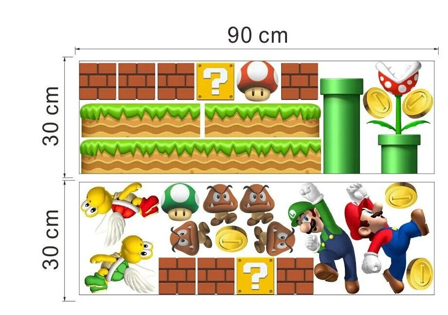 Super Mario Wall Sticker, DIY 3D Removable Decals for Child Nursery School