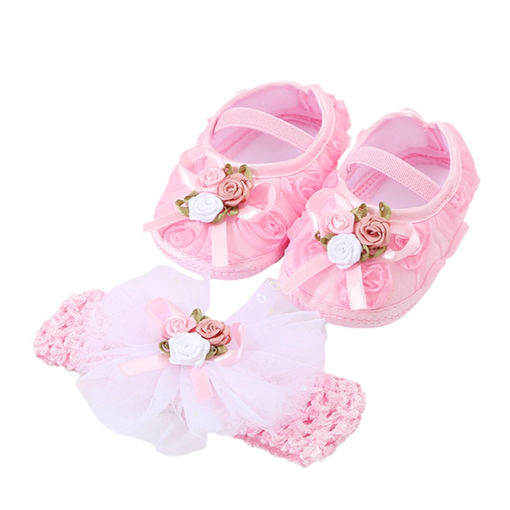 Baby Girls Shoes, Soft Sole Flower Toddler Shoes with Headband