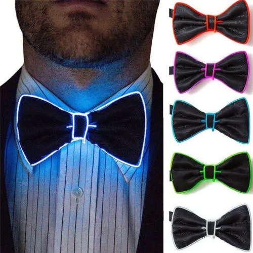 Men's Bow Tie with LED Light Up Luminous Flashing Wire Necktie