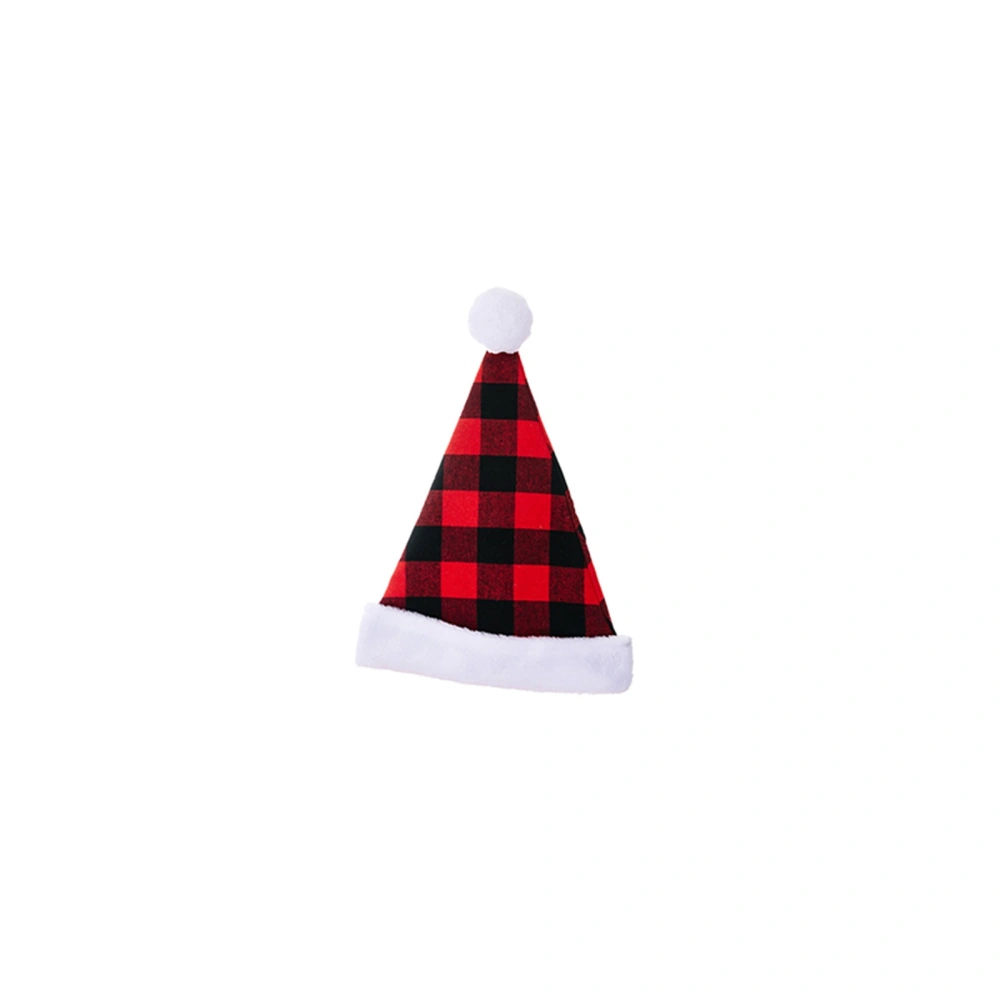 Long Santa Hat, Classic Buffalo Plaid Christmas Hat with Plush Brim