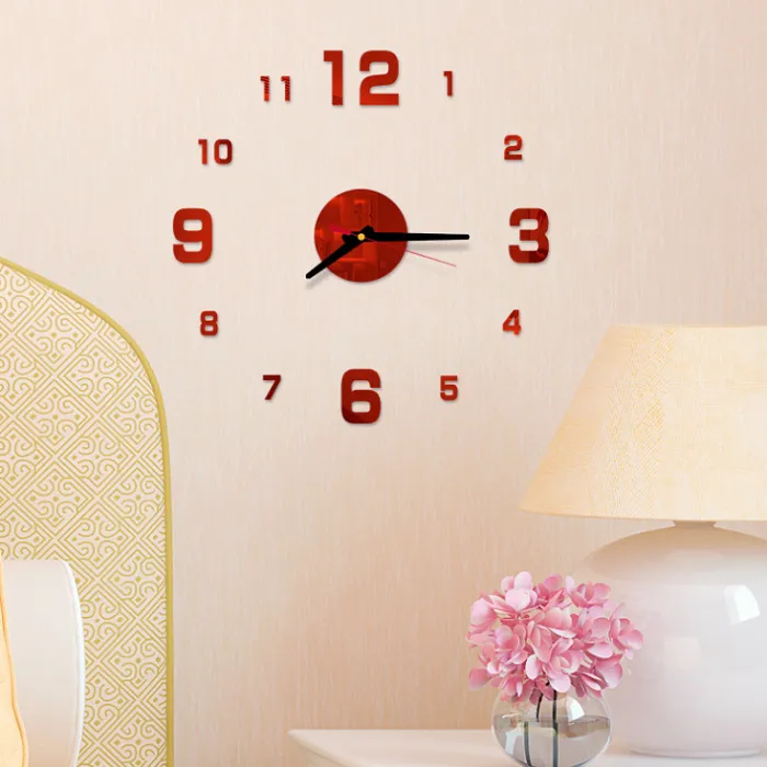 Modern Art DIY Wall Clock 3D Mirror Surface Sticker Decoration