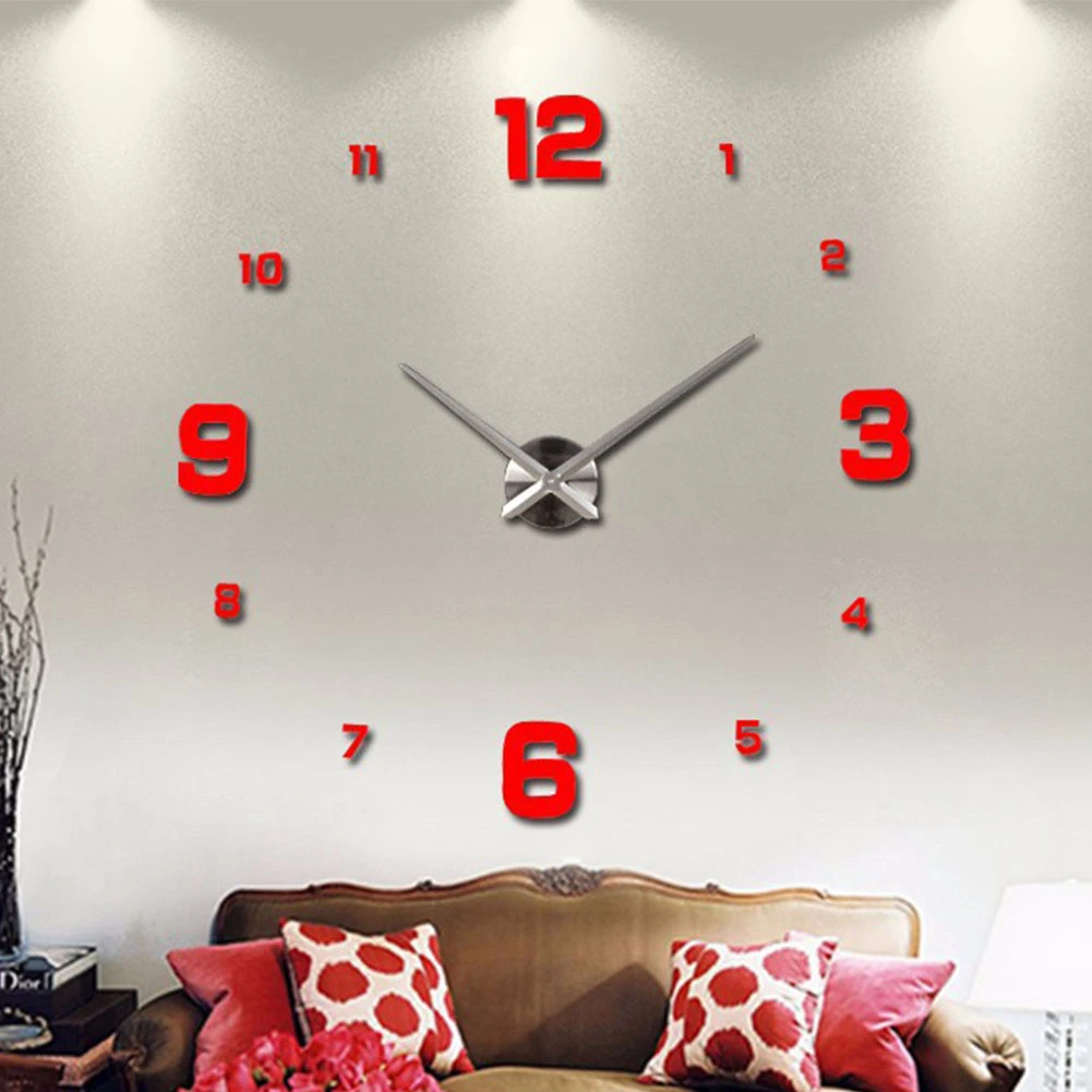 Modern Art DIY Wall Clock 3D Mirror Surface Sticker Decoration