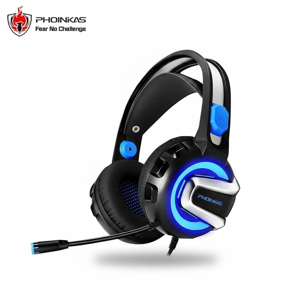Wired Gaming Stereo Headset, LED Lights Headphone Mic Gamer Appliance