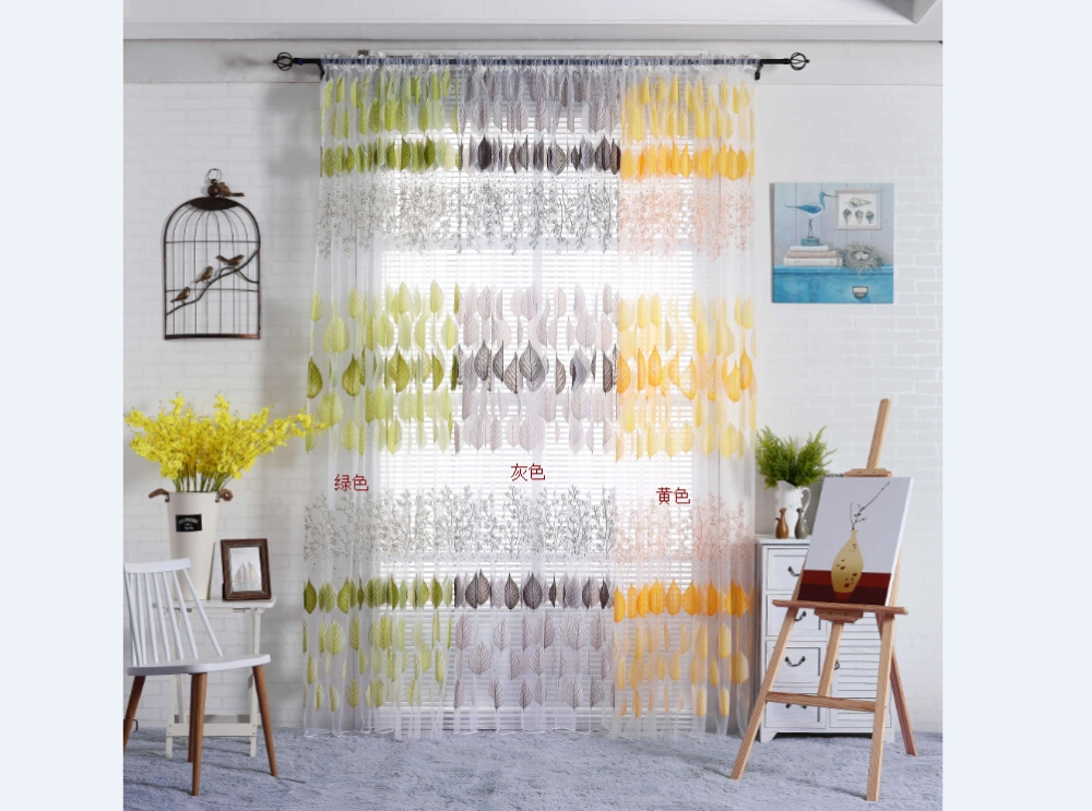 Leaf Pattern Curtain, Window Gauze Printed Panel Divider Valances