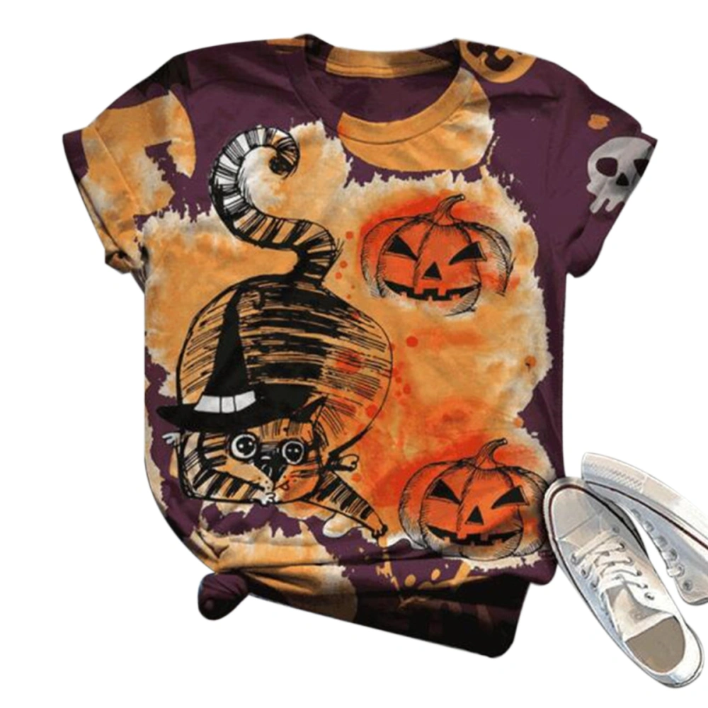 Men's Short Sleeve Round Neck Halloween Pumpkin Print T-shirt