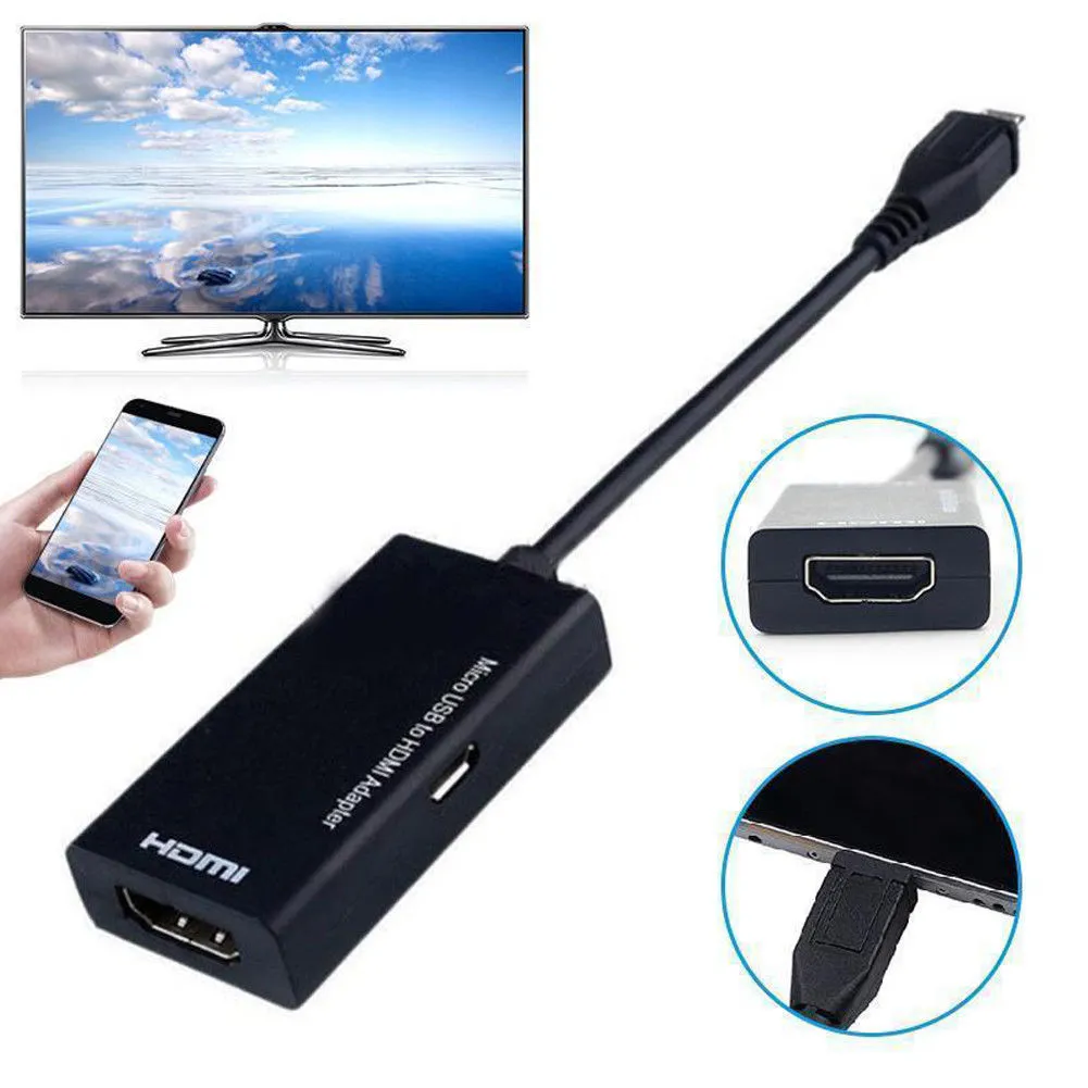 Micro USB to HDMI HD Adapter, Male to Female 1080P HD HDMI Audio Video Cable