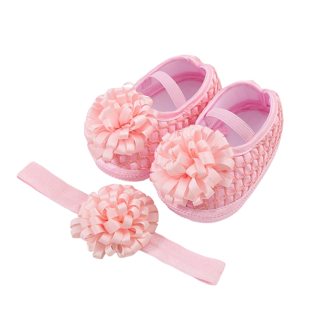 Baby Girls Princess Shoes and Headband Ribbon Flower Mary Jane Flats 