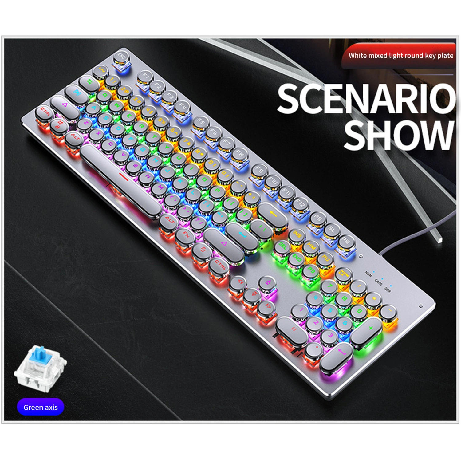 Wired Gaming Mechanical Keyboard, Blue Switch 104 Keys Keyboards