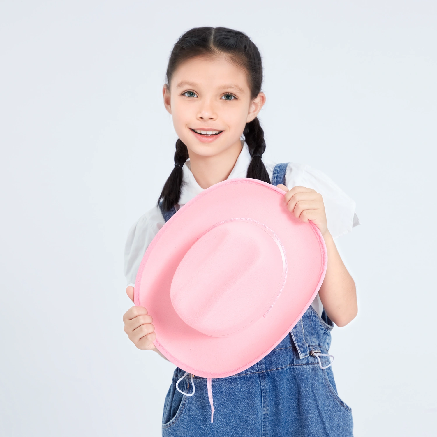Kids Cowboy Hat Wide Brim Western Cowgirl Hat with Adjustable Strap