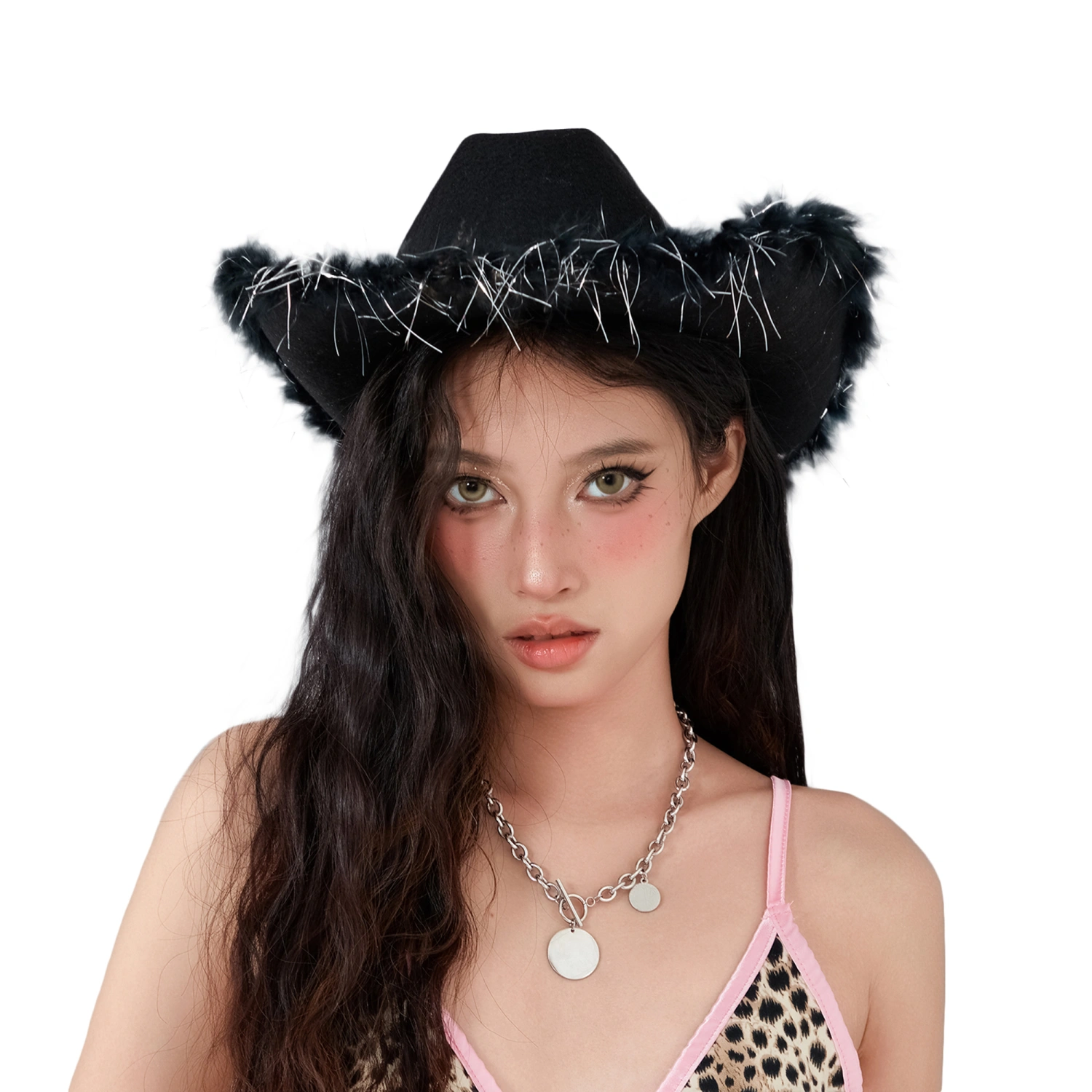 Kids Cowboy Hat Wide Brim Western Cowgirl Hat with Adjustable Strap