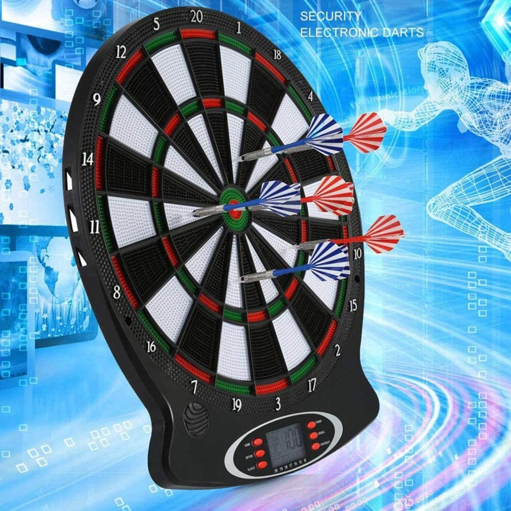 Dart Target Board Electronic Throw Toy with 6 Pieces Darts for Indoor Party Game