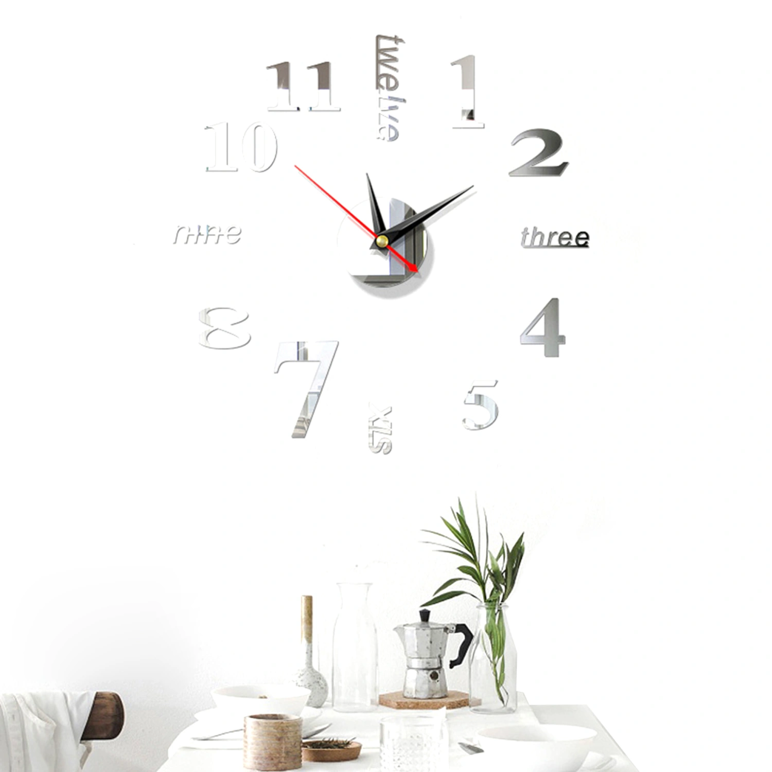 Creative 3D Wall Clock Sticker, Modern Simple DIY Decorative Clock Paster