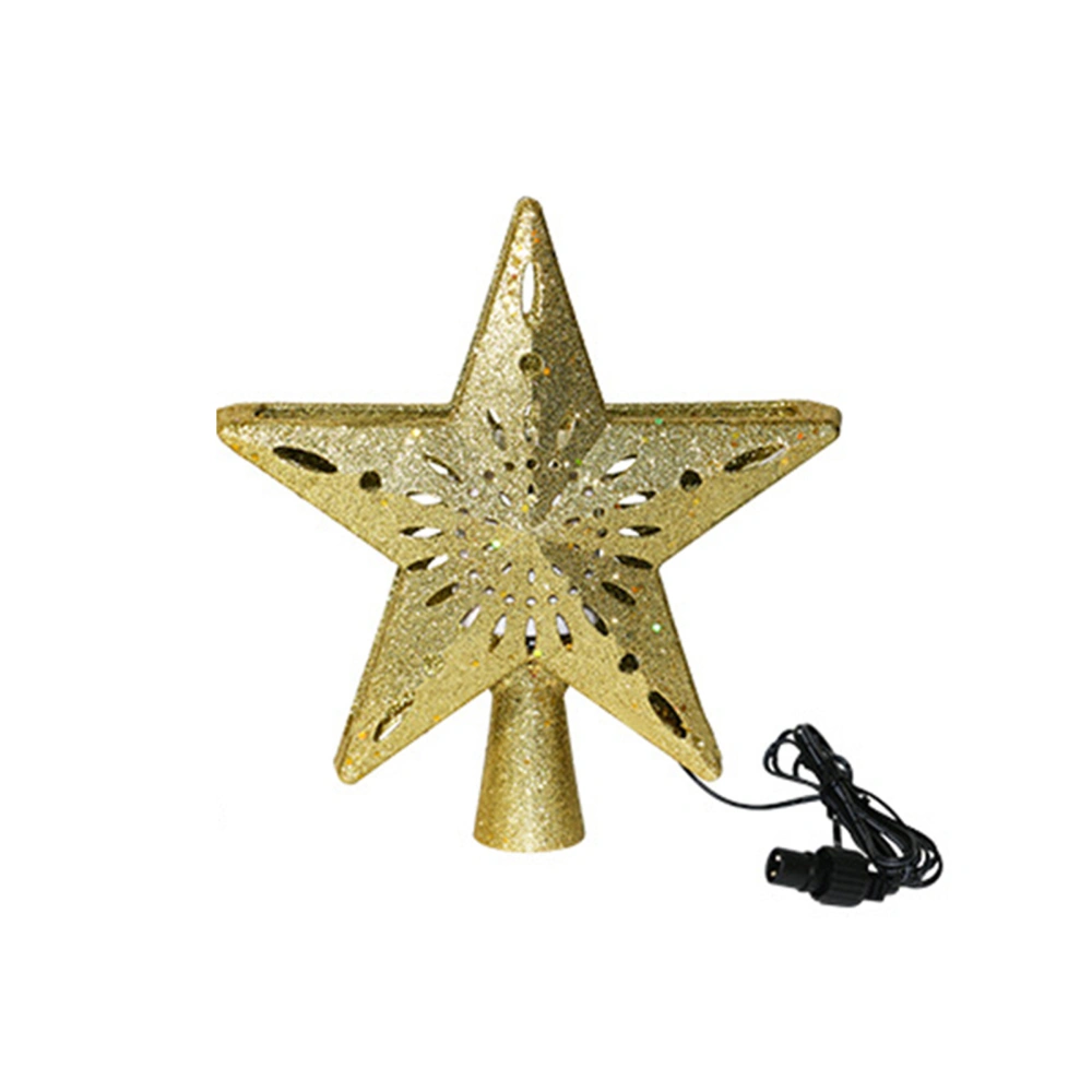 Christmas Tree Star Topper Lighted with White Rotating Snowflake Projector