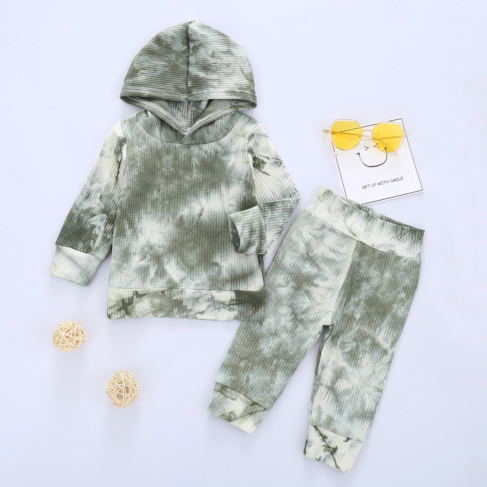 Boys Girls Autumn Clothes Set Long Sleeve Tie Dye Hooded Sweatshirt+Long Pants