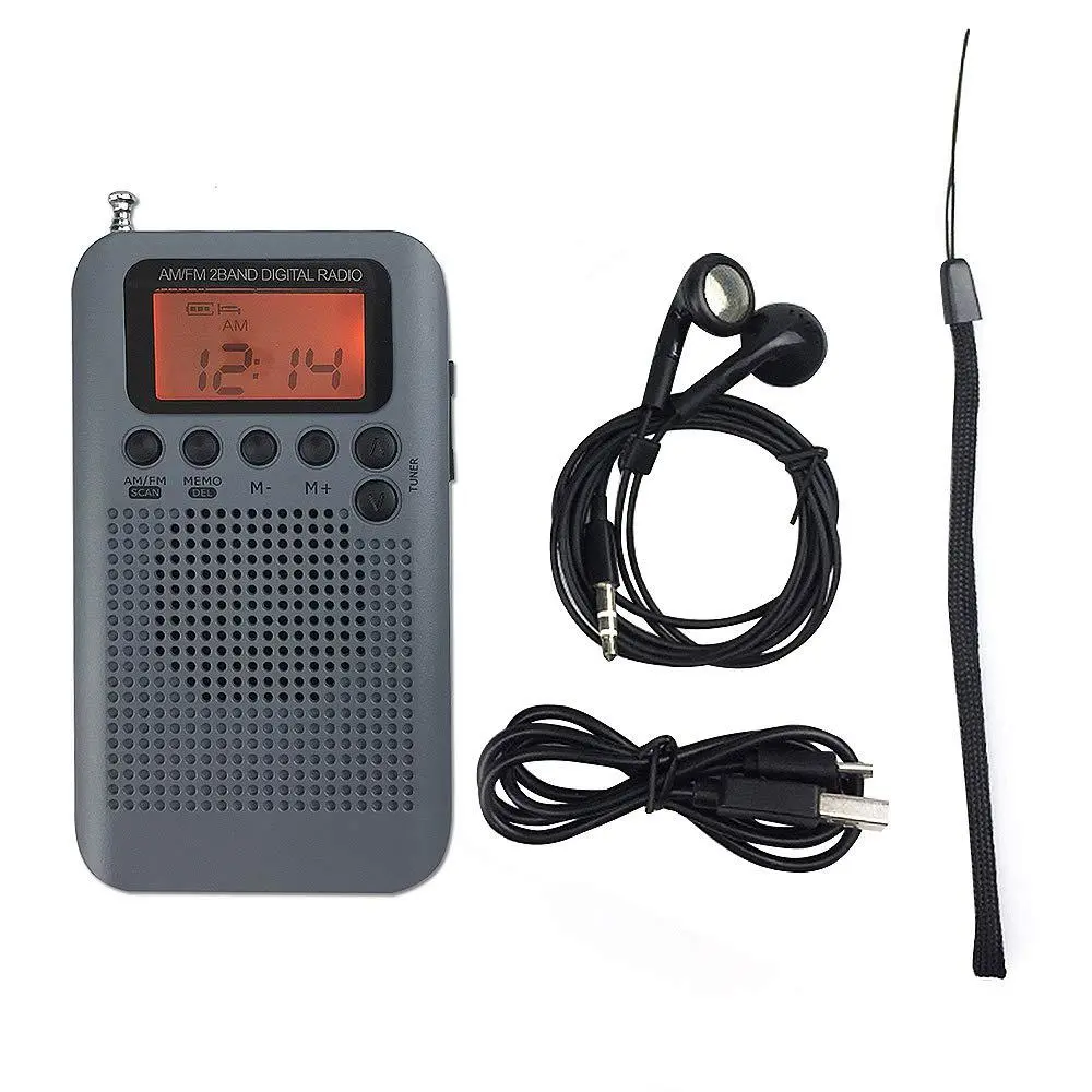 Digital Pocket Radio Mini Portable Digital AM FM Rechargeable Radio