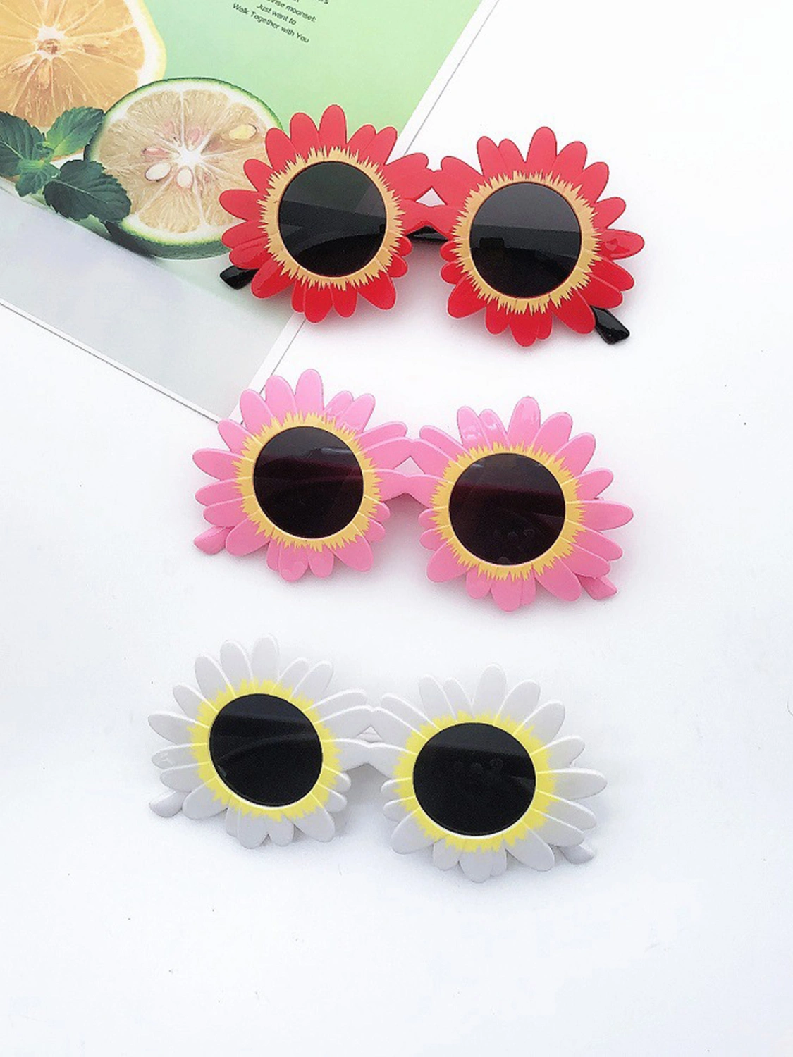 Baby Sunflower Sunglasses, Vintage Flower Round Frame Eyewear