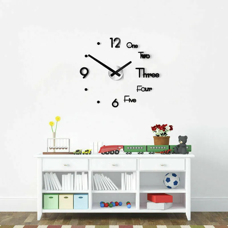 3D Frameless Wall Clock Stickers, Modern Self-adhesive Mirror Surface Home Decor