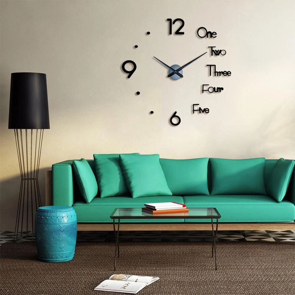 3D Frameless Wall Clock Stickers, Modern Self-adhesive Mirror Surface Home Decor