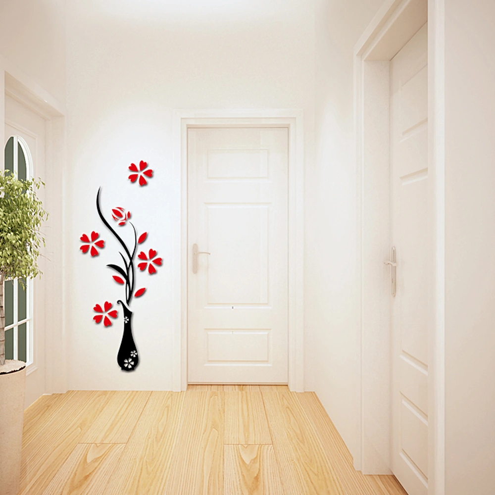 Wall Stickers 3D Plum Flower Pot Removable Acrylic Wallpaper