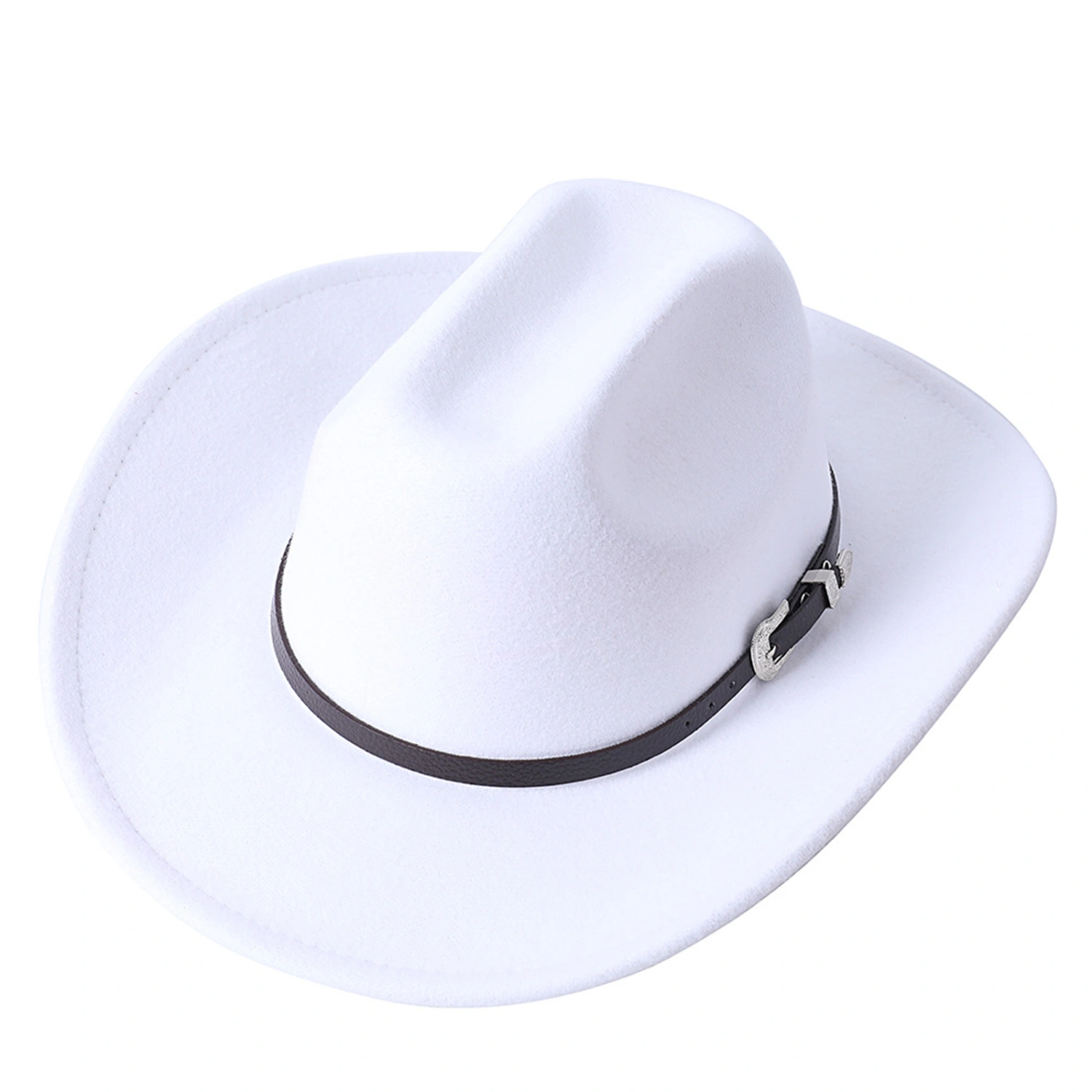 Men Women Felt Cowboy Hat Totem Decor Wide Brim Panama Hat Cap
