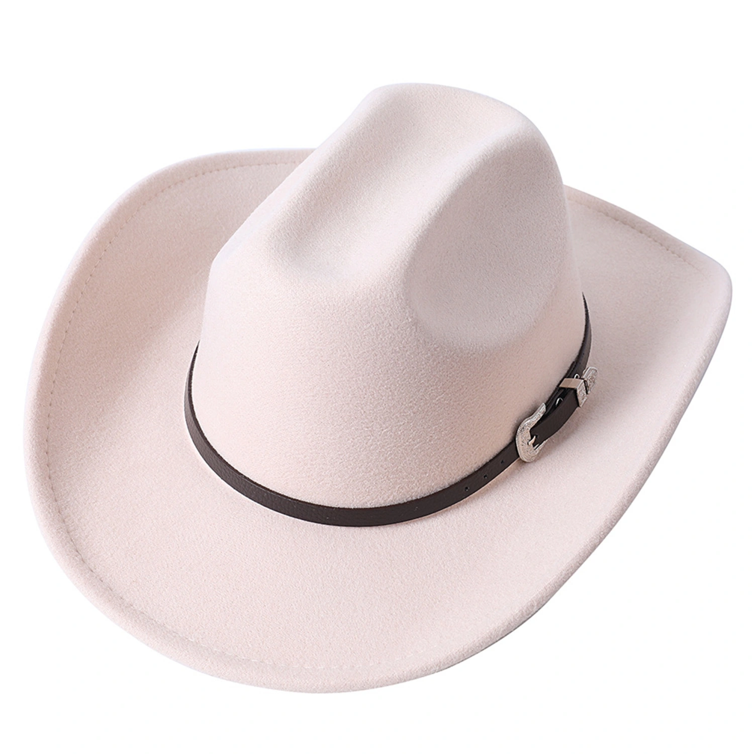 Men Women Felt Cowboy Hat Totem Decor Wide Brim Panama Hat Cap