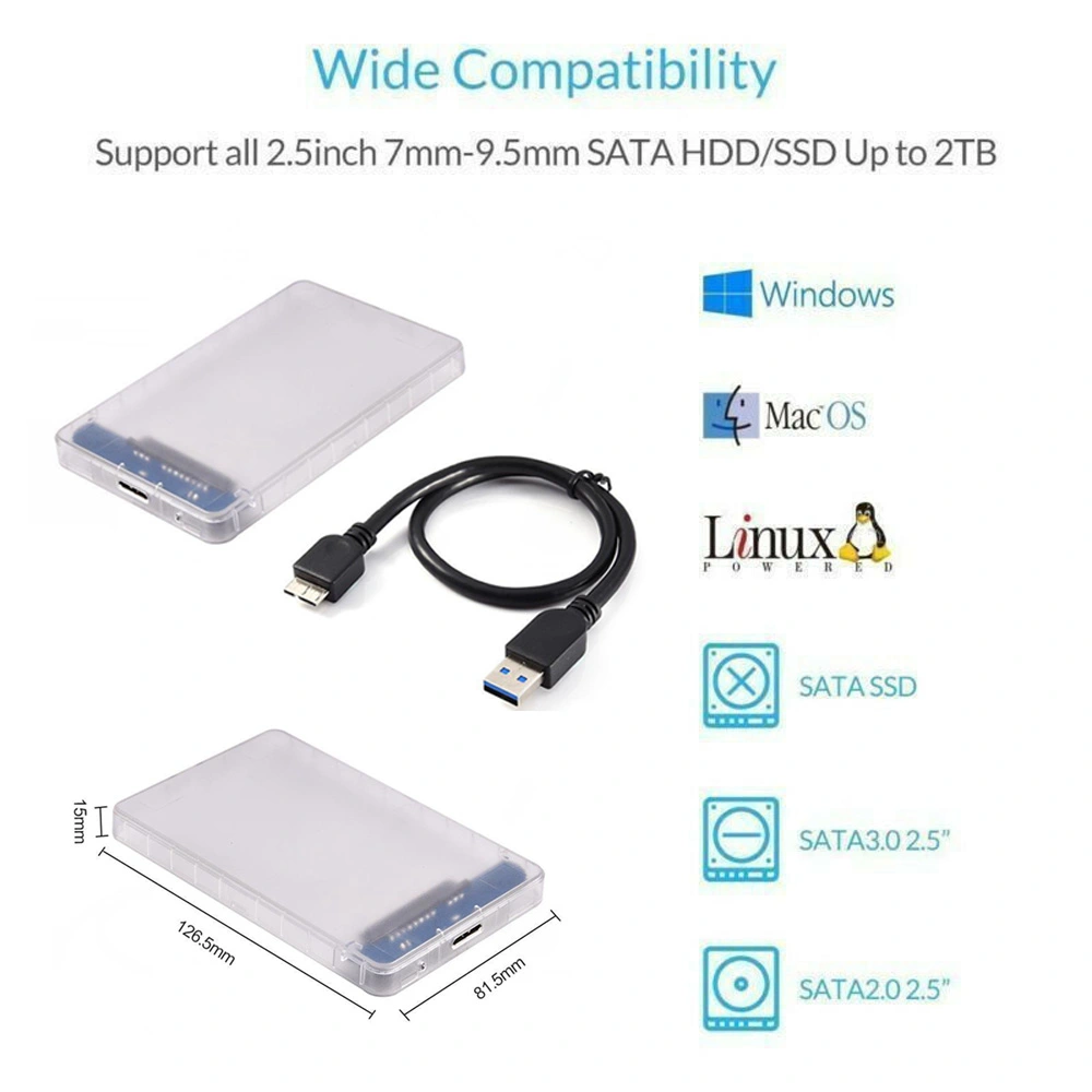 External HD Enclosure HDD Case, Portable Impact Resistance Hard Disk