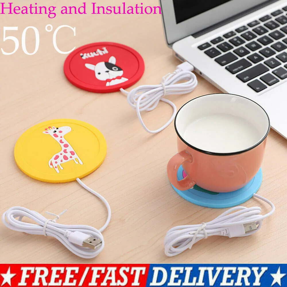 Cup Mat USB Plug Cartoon Animal Print Wear-Resistant Heating Coaster