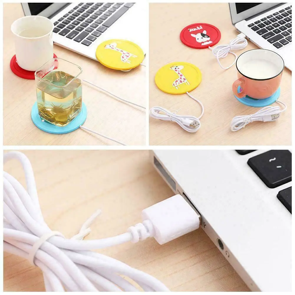 Cup Mat USB Plug Cartoon Animal Print Wear-Resistant Heating Coaster