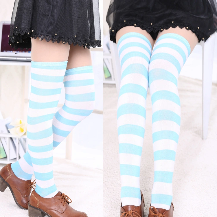 Women Long Thigh High Socks Stripe Over Knee Leg Warmers Stocking