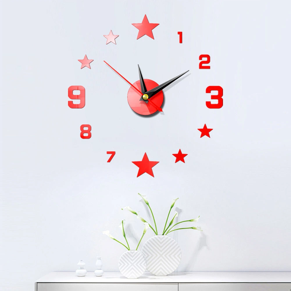Household DIY 3D Wall Clock Mirror Self-adhesive Waterproof Watch Sticker
