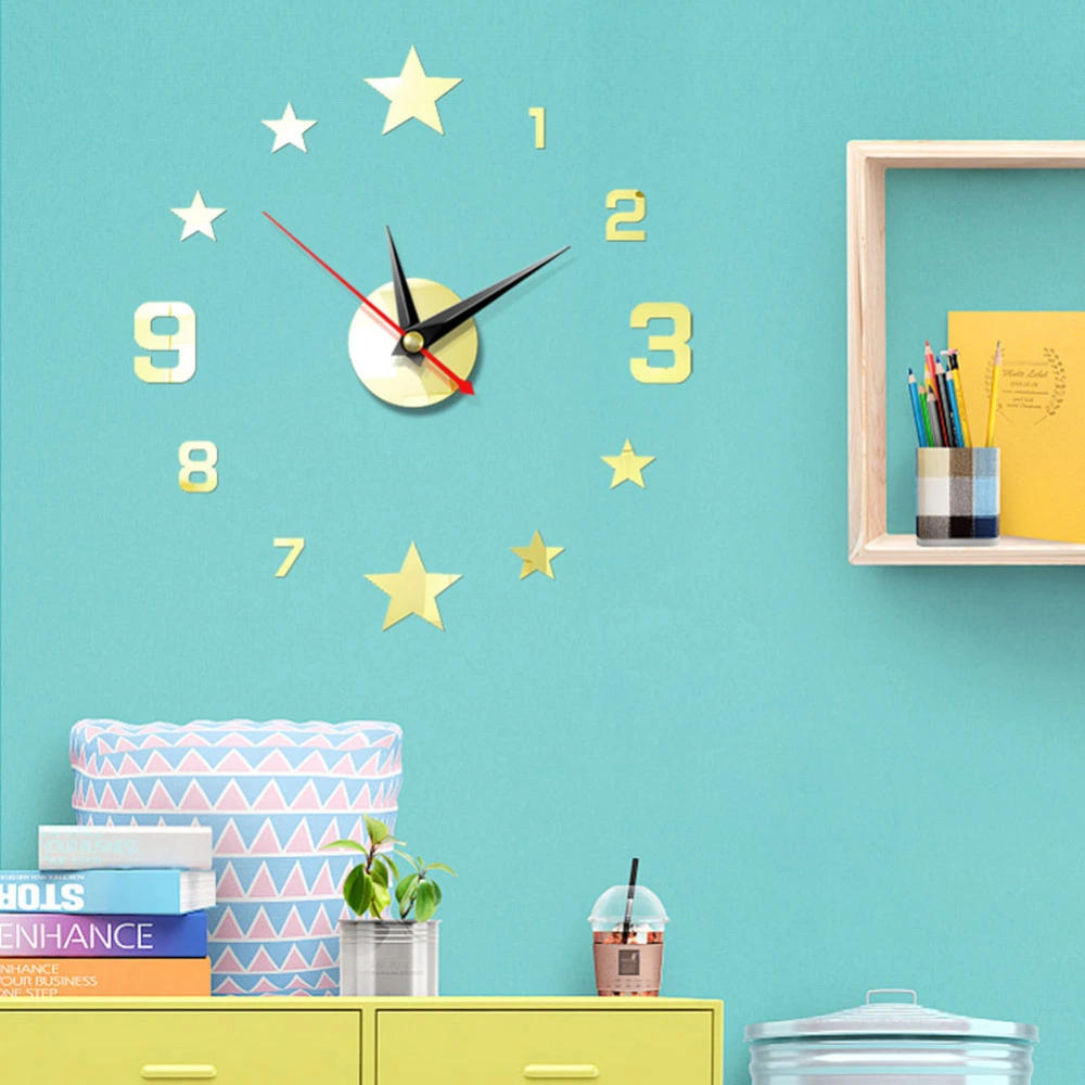 Household DIY 3D Wall Clock Mirror Self-adhesive Waterproof Watch Sticker