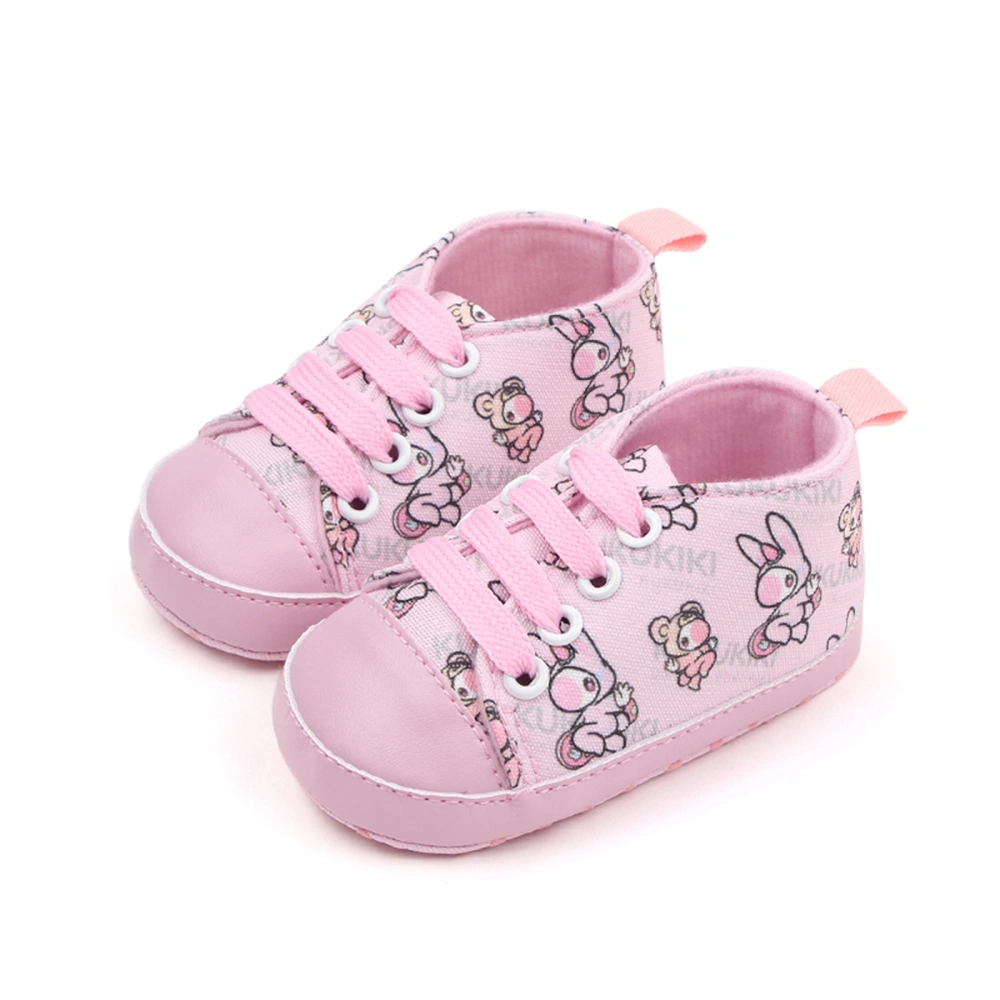 Baby Boys Girls Crib Shoes Cartoon Print Tie-Up Sneakers First Walkers