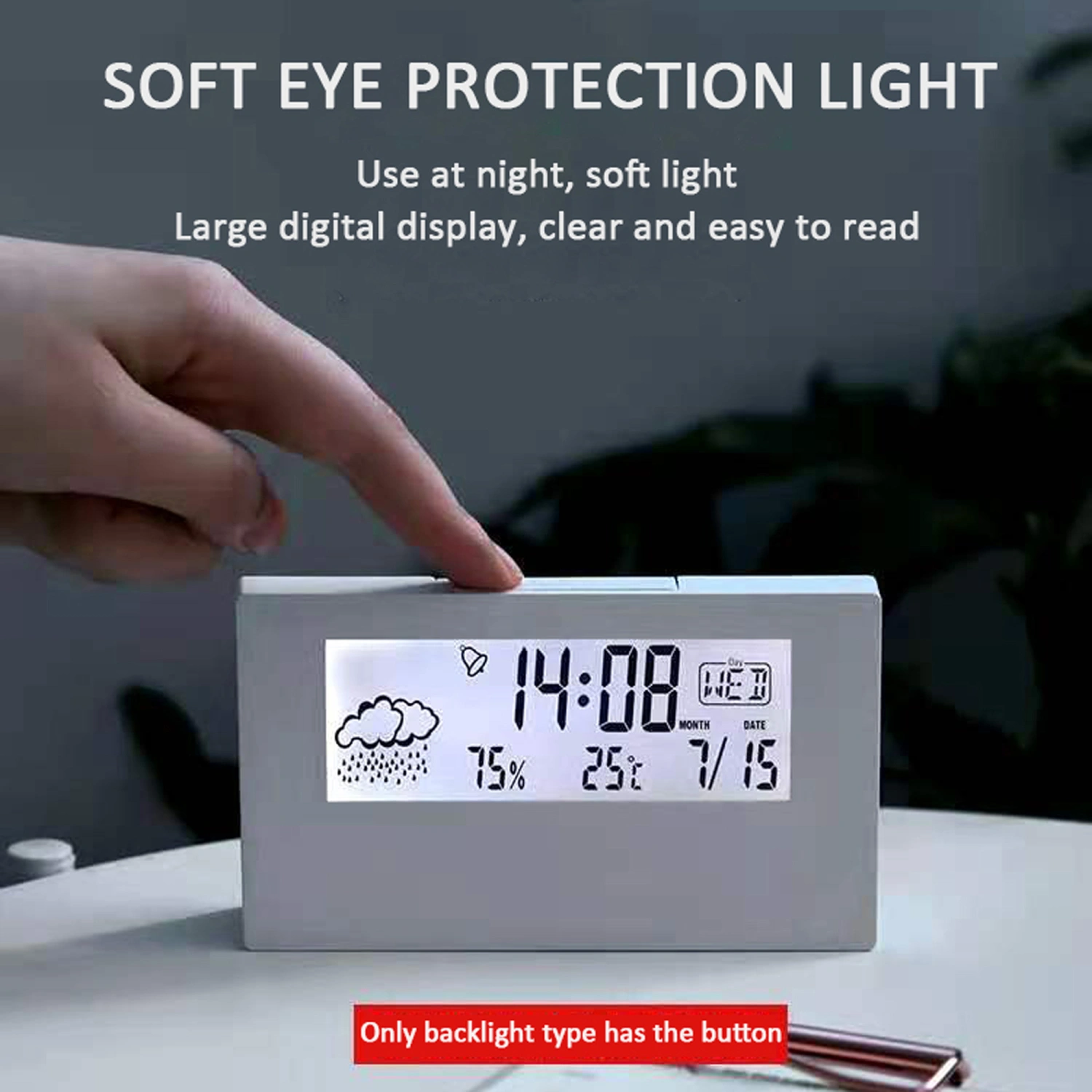 Digital Alarm Clock, Transparent/ Backlight Electronic Clock