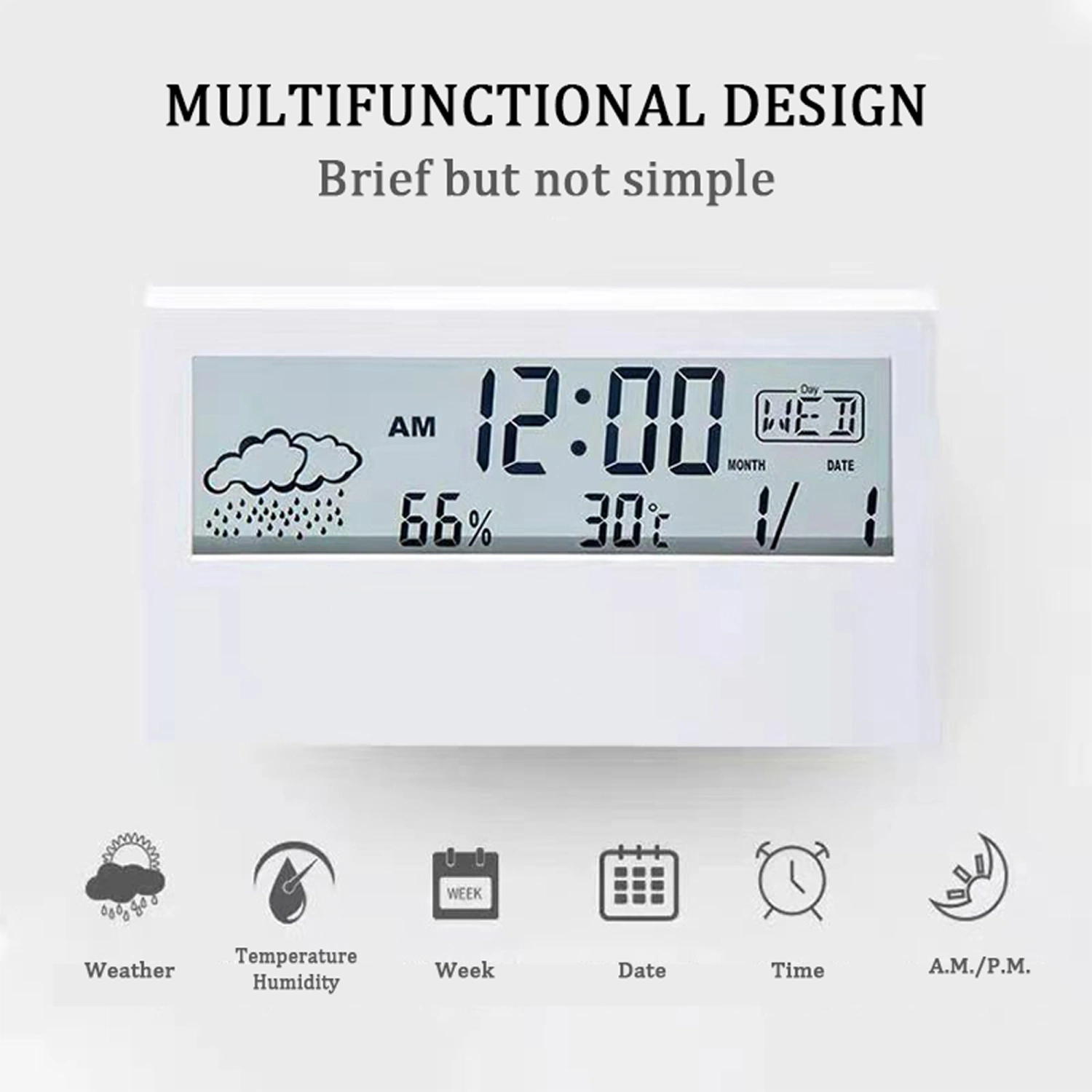 Digital Alarm Clock, Transparent/ Backlight Electronic Clock
