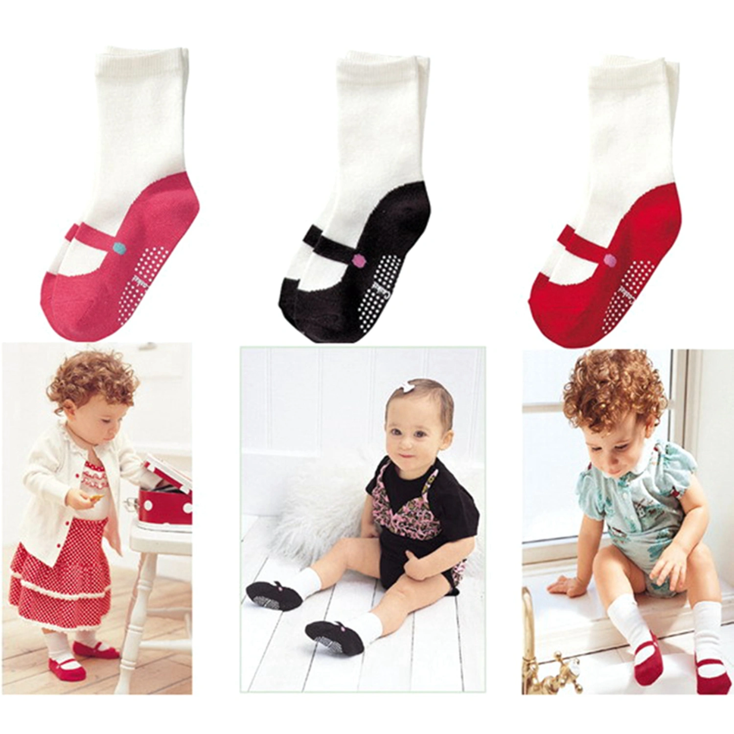 Baby Girl Anti-slip Floor Socks Cotton Patchwork Breathable Short Socks