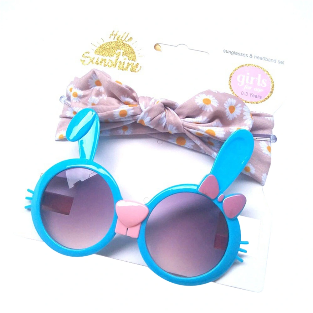 Kids Bunny Sunglasses, Anti-UV Sunglasses and Headband for Photography